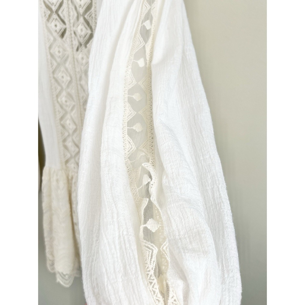 JEN'S PIRATE BOOTY Open Back Backless Ivory Lined Crochet Boho Mini Dress Small - Picture 3 of 13
